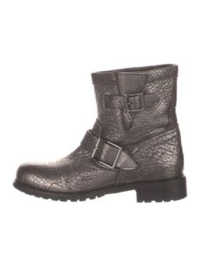 AUTHENTIC NWOT Jimmy Choo Metallic Leather Moto Boots